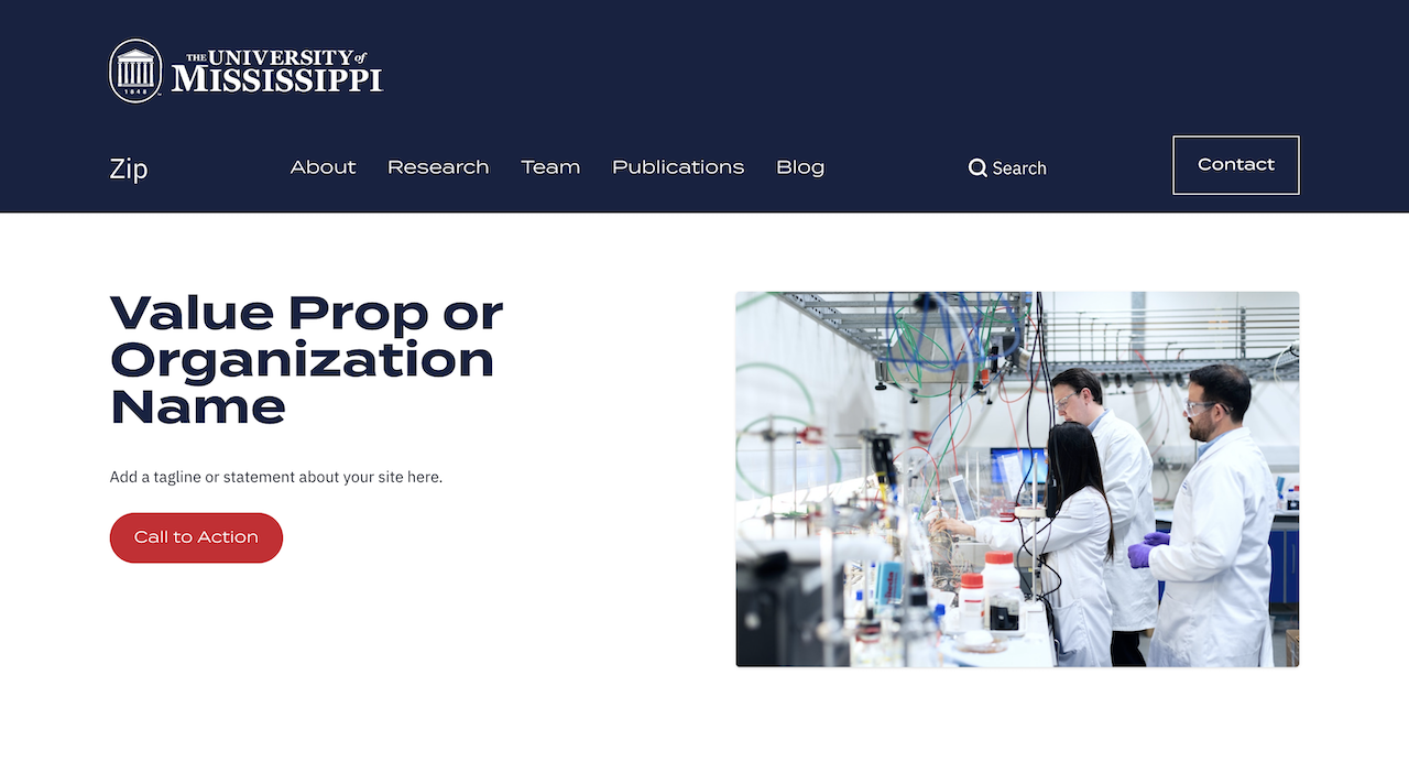 U of Mississippi Zip Lab template screenshot