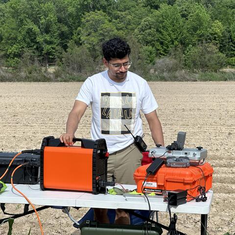 Arjun performing an ERT survey with the ABEM Terrameter LS2